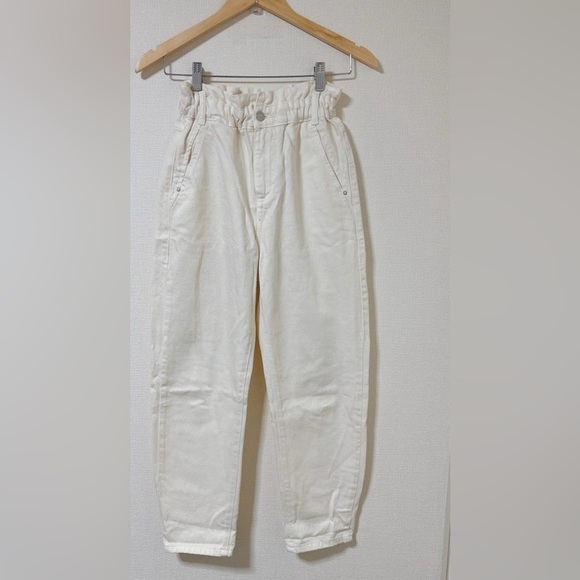 Zara White Paperbag Waist Trousers Jeans Size 10 - Picture 9 of 12